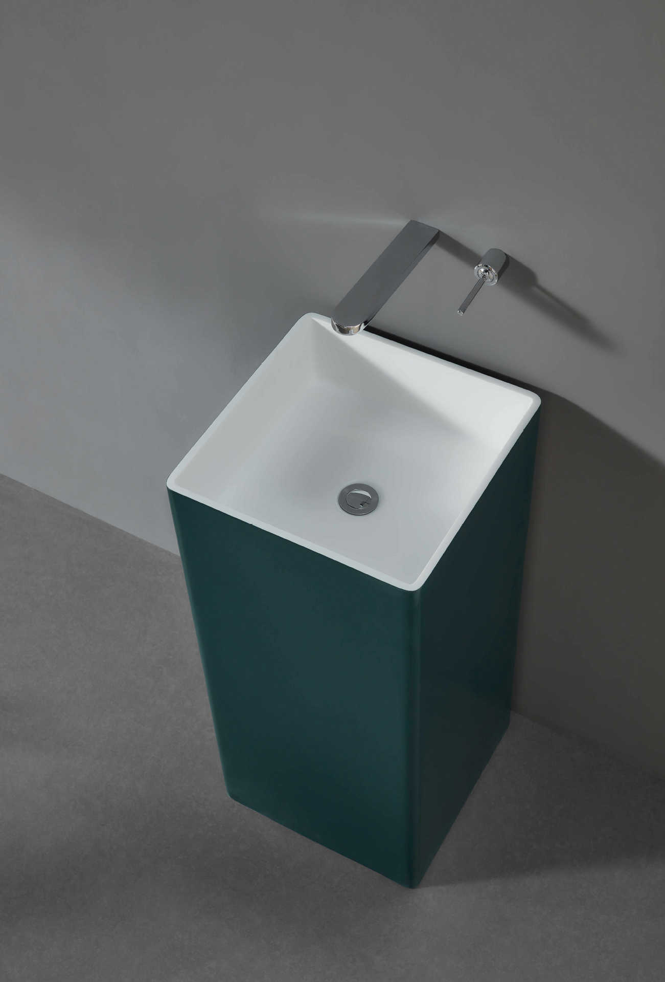 东尼斯1703厂家直销人造石立柱盆酒店家用独立式一体式立柱盆绿色