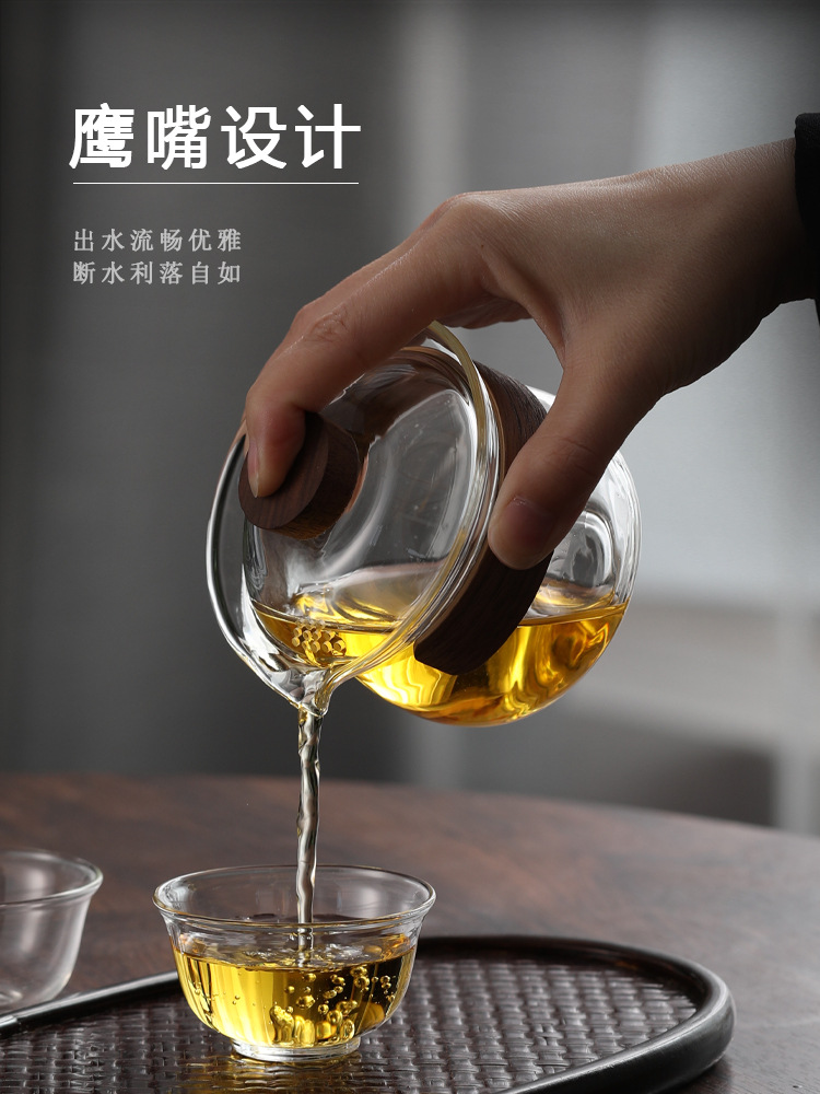 xyt玻璃盖碗防烫手加厚三才功夫茶茶盏单个手抓壶泡茶杯茶具小茶