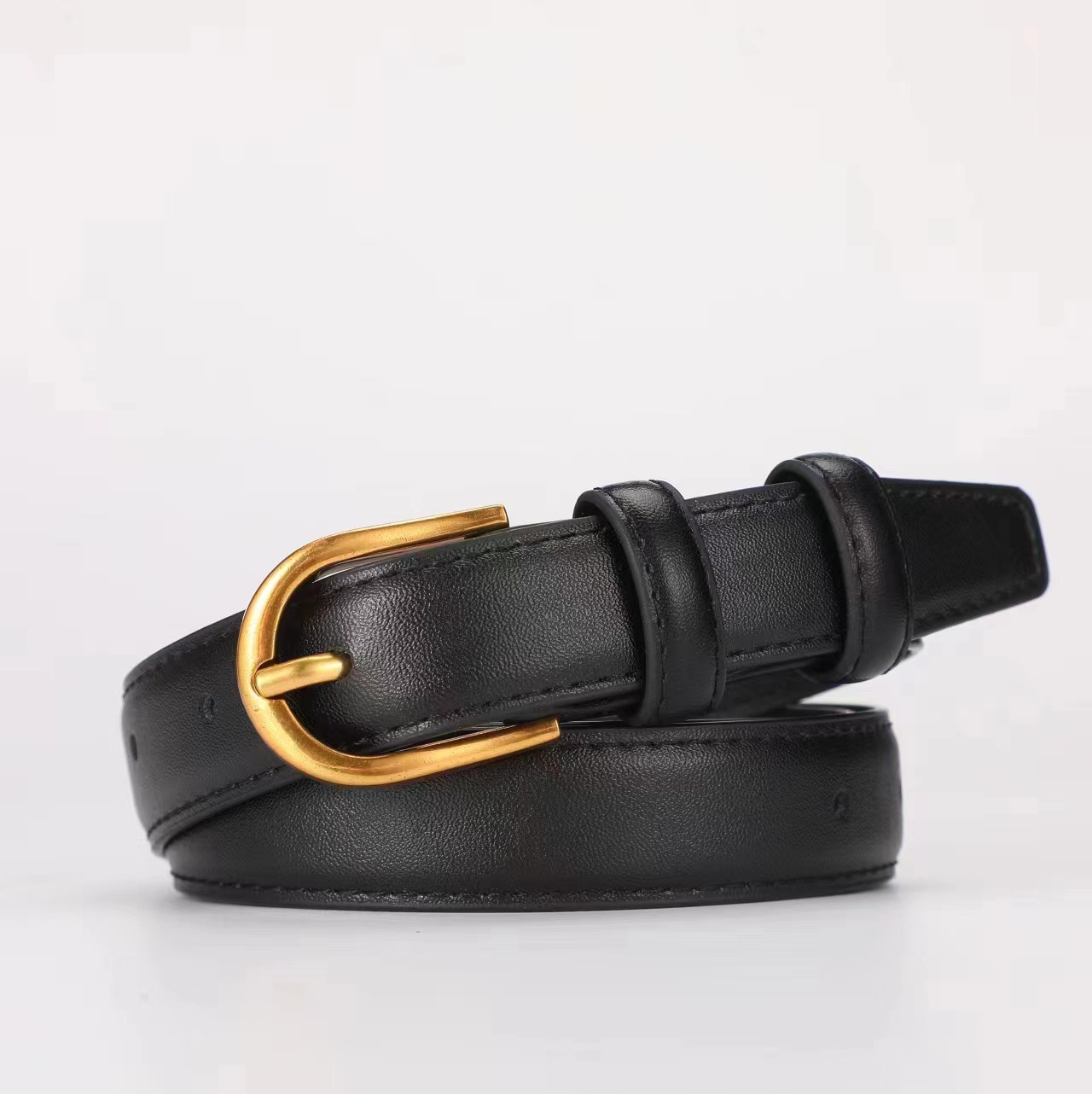 pin buckle belt women‘s pant belt ladies decoration 2023 new genuine leather belt black all-matching jeans high-grade