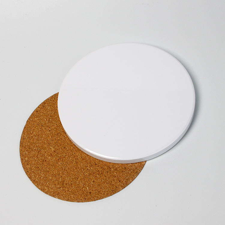 Heat Transfer round Ceramic Coaster Wholesale Printing DIY Custom Square Sublimation Coating Cork Cup Mat