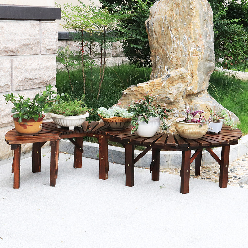 实木公园椅家居花园防腐木凳子庭院圆形休闲椅子自由拼接花凳花架