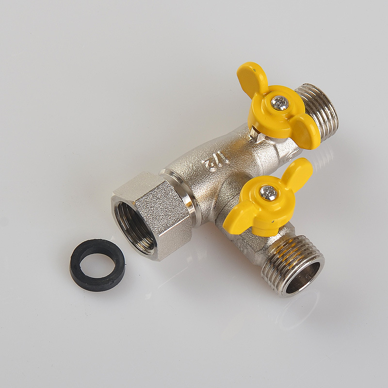 三通水管分流分水器铜阀门开关洗衣机接头一分二三通球阀带开关阀