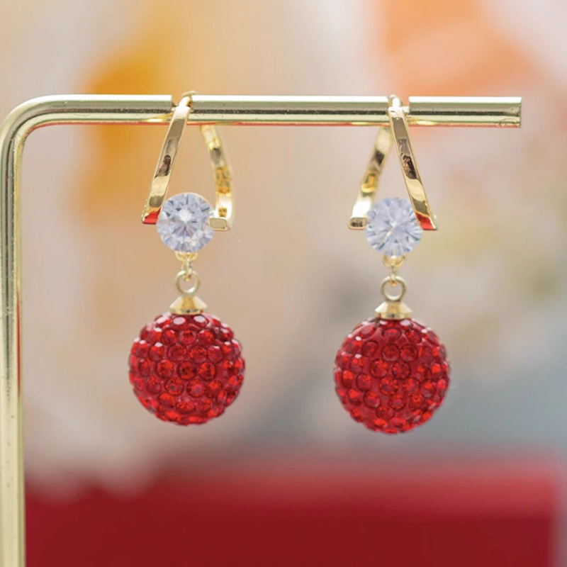 High-Grade Red Earrings Women's Unique Earrings Western Style Earrings 2023 New Trendy Popular Niche Geometric Earrings