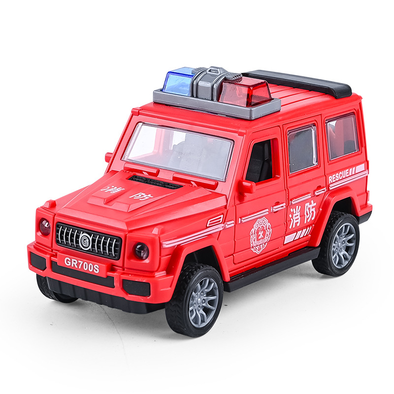 Cross-Border Children's Toy Car Model Fire Inertial Vehicle Simulation Car Toy Supermarket Wholesale Clip Doll Toy