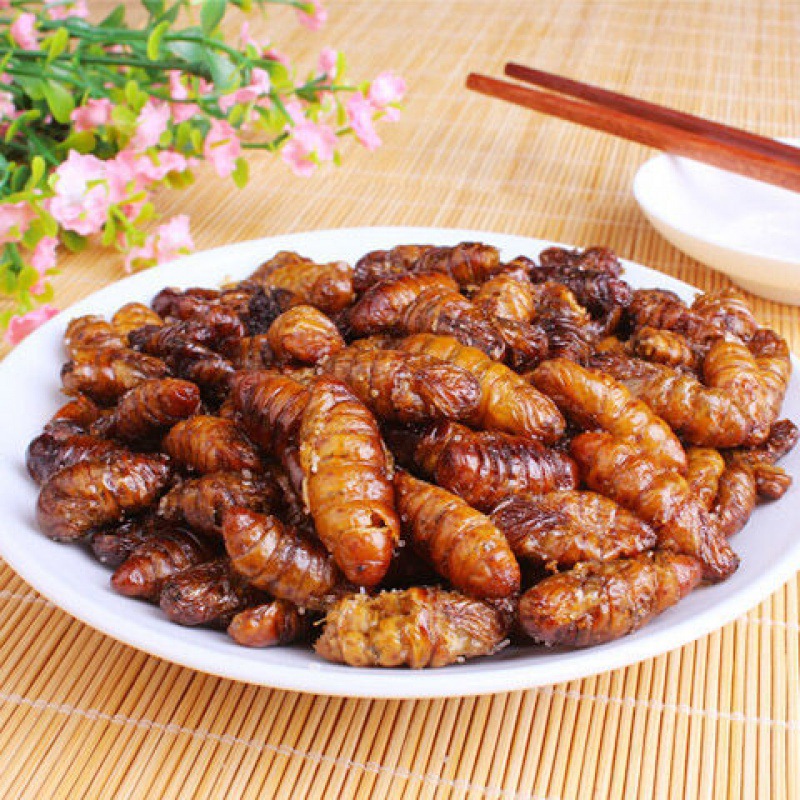 山东特产香酥蚕蛹即食下酒菜香辣五香新鲜蚕蛹拍2送菜