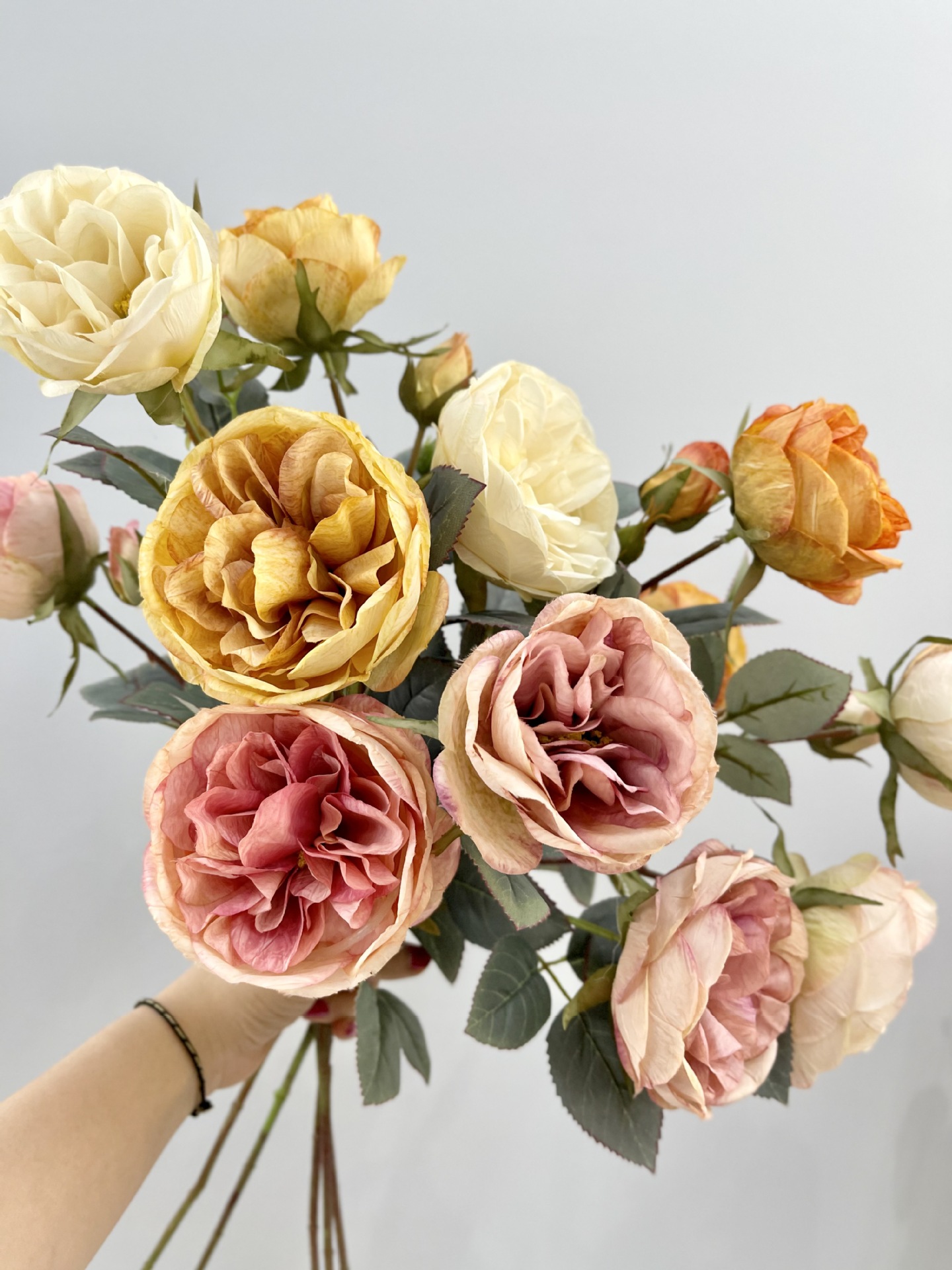 仿真蔷薇奥斯汀玫瑰芍药油画复古简欧月季花家居装饰花艺