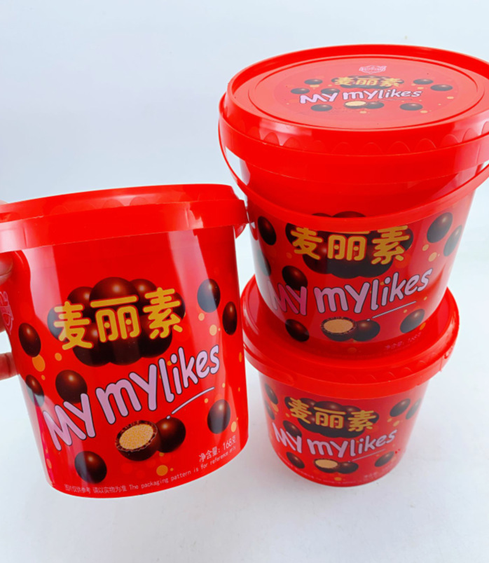 兴嘉利麦丽素黑巧克力味糖大桶168g桶装儿童零食巧克力豆糖儿童爱