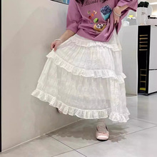 聚本韩国童装女童纱裙2024夏季小女孩白色长裙儿童仙气半身裙子
