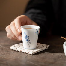 纯手绘蝴蝶兰花清欢茶杯功夫茶具个人专用主人杯单杯小可乐杯茶盏