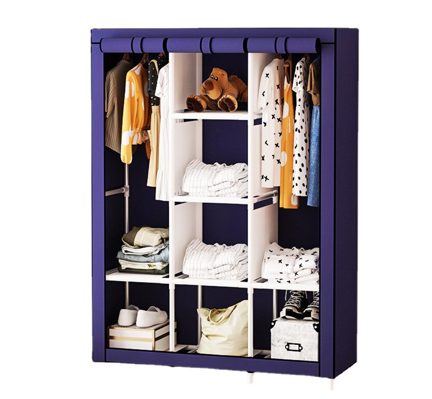 Simple Wardrobe Dormitory Wardrobe Simple Economical Assembly Cloth Wardrobe Storage Cabinet Double Steel Tube Cloth Wardrobe 0819