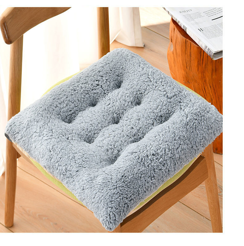 坐垫冬季毛绒椅子垫纯色羊羔绒办公室坐垫地上座椅屁股垫子加厚软
