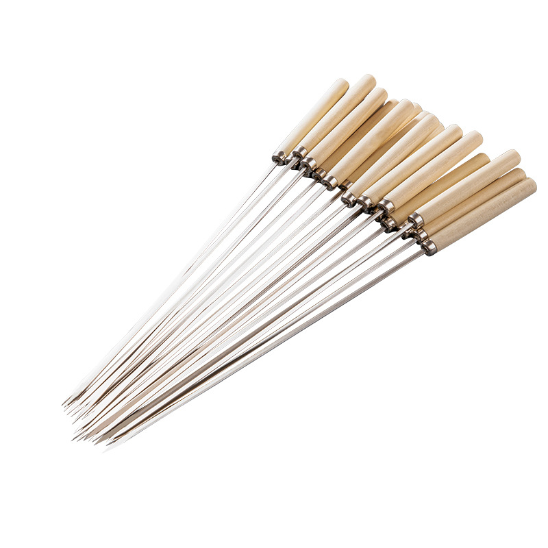 烧烤工具用品烧烤签子不锈钢羊肉串签子木柄烤肉烤串签子商用签字