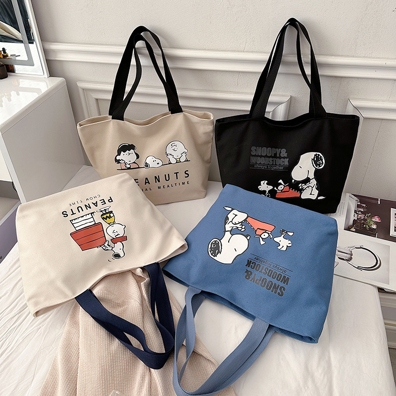 New One-Shoulder Canvas Bag Fashion Women's Portable Tote Bag Korean Style All-Match Student Canvas Large Capacity Shopping Bag