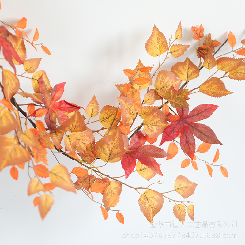 Cross-Border Harvest Festival Thanksgiving Halloween Maple Leaf Decoration Simulation Autumn Leaf Rattan Canada Autumn Maple Rattan