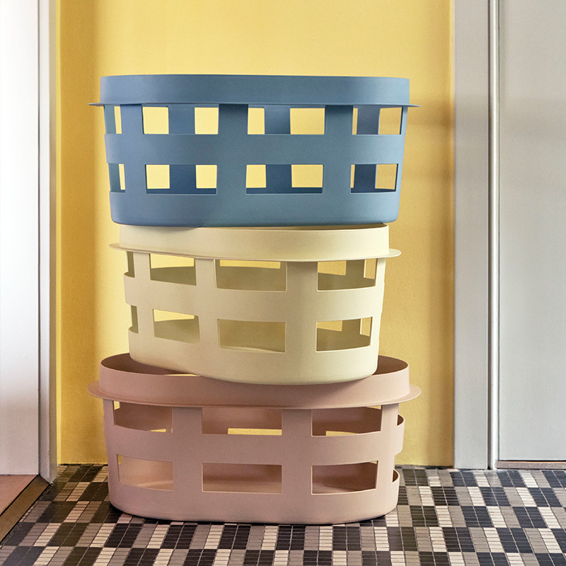 Nordic Simple Plastic Laundry Basket Home Bathroom Macarons Dirty Laundry Laundry Basket Large Thickened Storage Basket