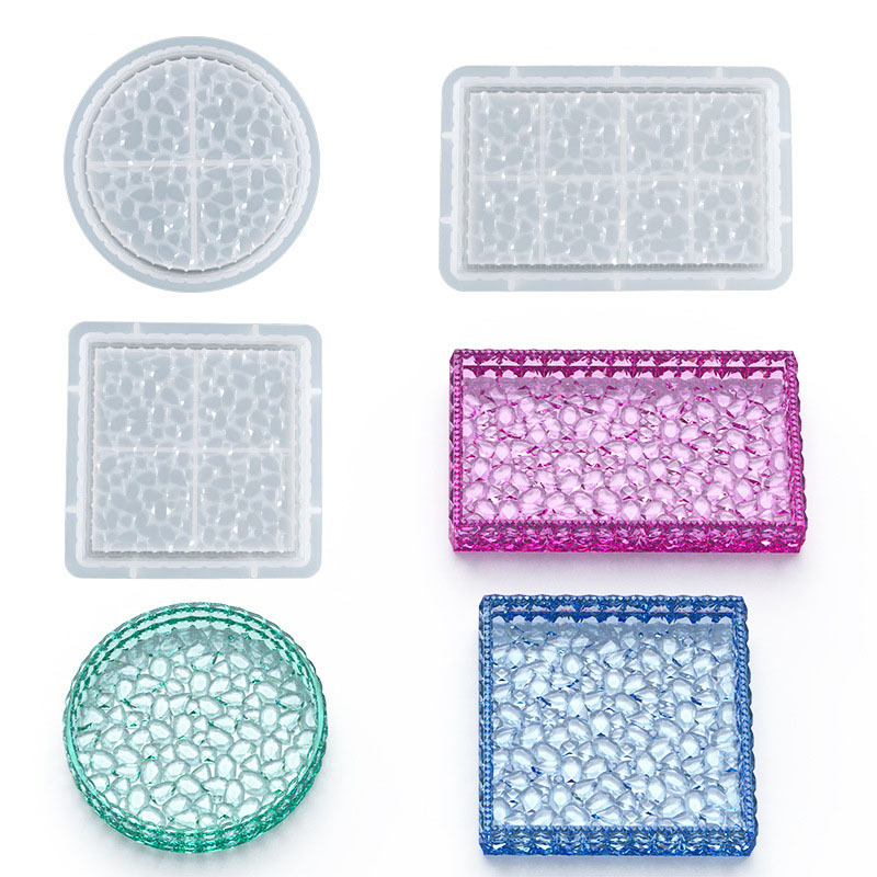 DIY Crystal Glue Aromatherapy Gypsum Abrasive Tools round Square Diamond Pattern Storage Box Silicone Mold