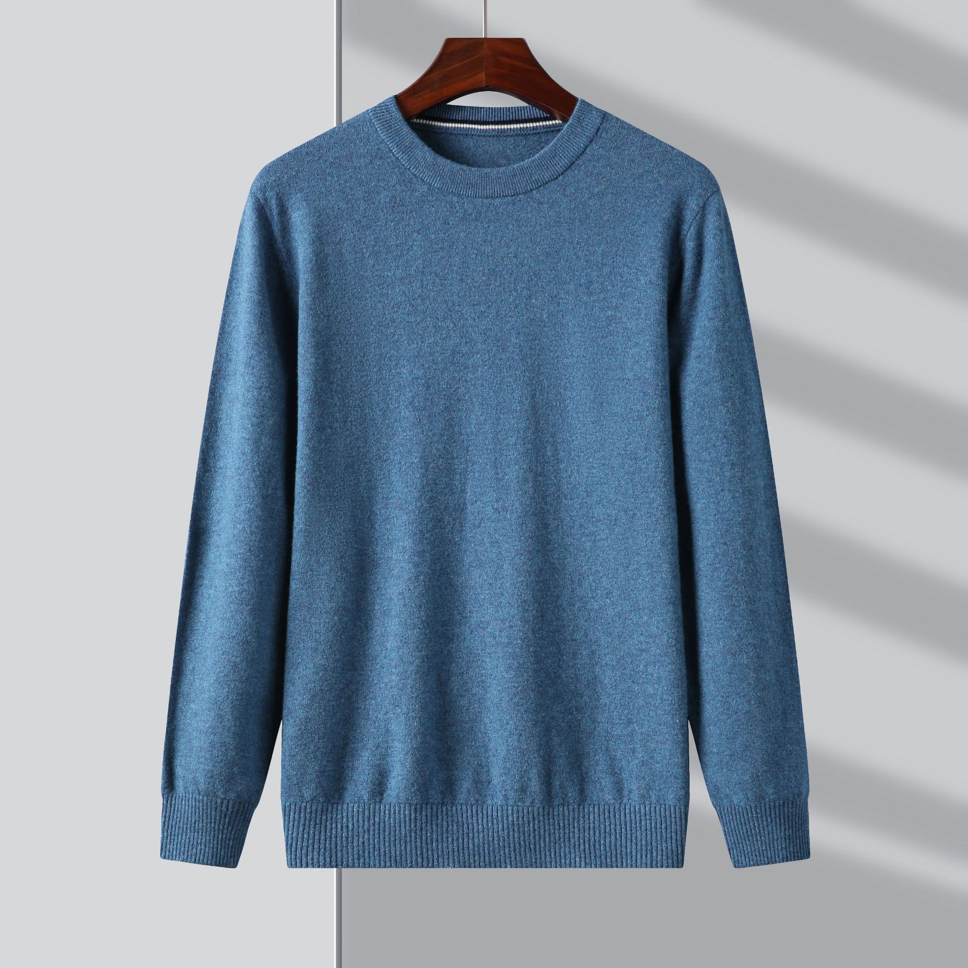 毛衣男士羊毛衫秋冬高端100纯羊毛圆领套头青年男装纯色羊绒毛衫