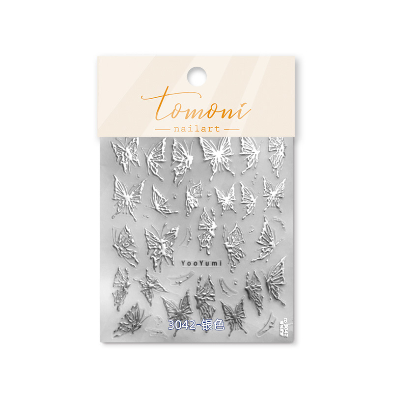 Tomoni Shell Light 3041 Dudu Cooperation Adhesive Nail Stickers Japanese Stickers 5D Nail Sticker Paper Butterfly