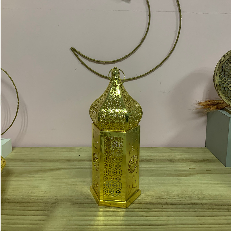 Creative Plating Golden Storm Lantern Muslim Ramadan Decoration Zhai Creative Moon Middle East Dubai Saudi Halal