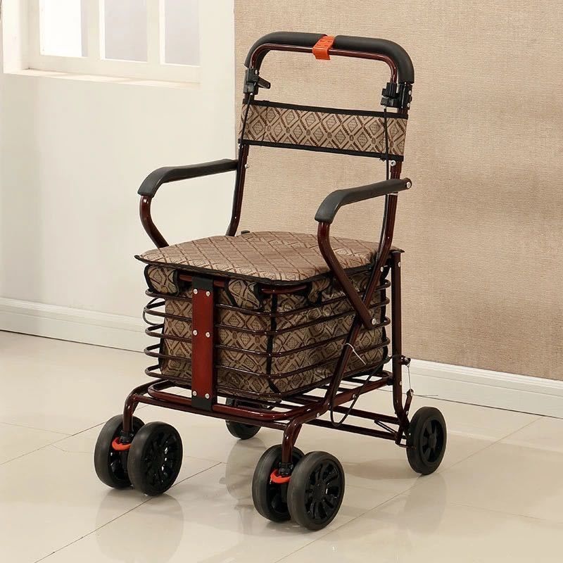 老年人坐的能推走的软椅子代步购物座椅买菜车助力车手推可坐