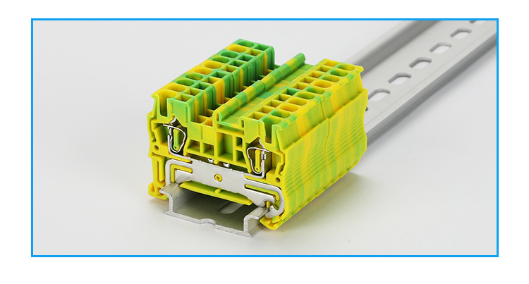 5-pe弹簧接地端子排 黄绿回拉式2.5mm平方接线端子快速连接