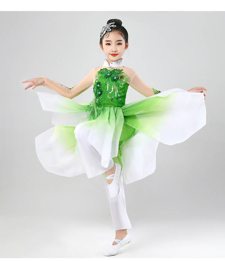 儿童古典舞演出服女童茉莉花秧歌舞新款少儿民族扇子伞舞蹈服飘逸