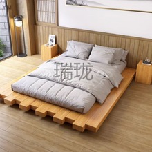 日式原木现代榻榻米实木床拼接床民宿主卧双人床1.5米1.2米1.8米