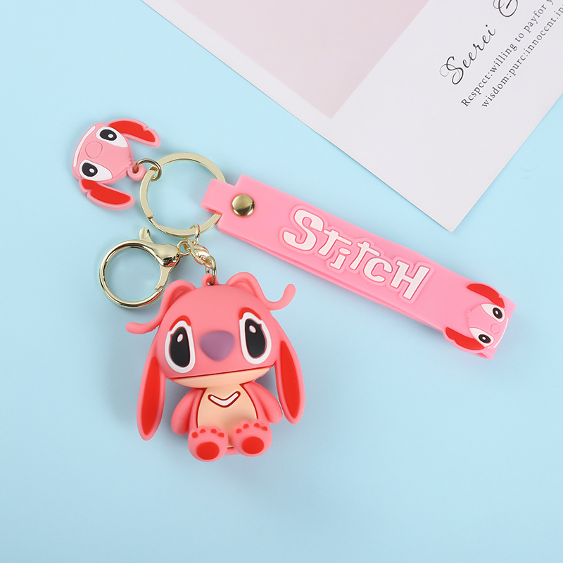 Creative Cartoon Pvc Stitch Handbag Pendant Keychain Car Key Chain Couple Birthday Gift Pendant