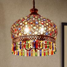 波西米亚吊灯复古铁艺水晶灯单头漫咖啡古铜创意吧台卧室餐厅吊灯