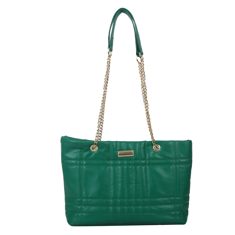 Simple Large Capacity Tote Bag Female 2023 Spring Fashion Plaid Underarm Bag Leisure Chain Shoulder Messenger Bag