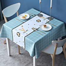 北欧轻奢桌布防水防油免洗pvc餐桌垫正方形布艺茶几布桌布高级言