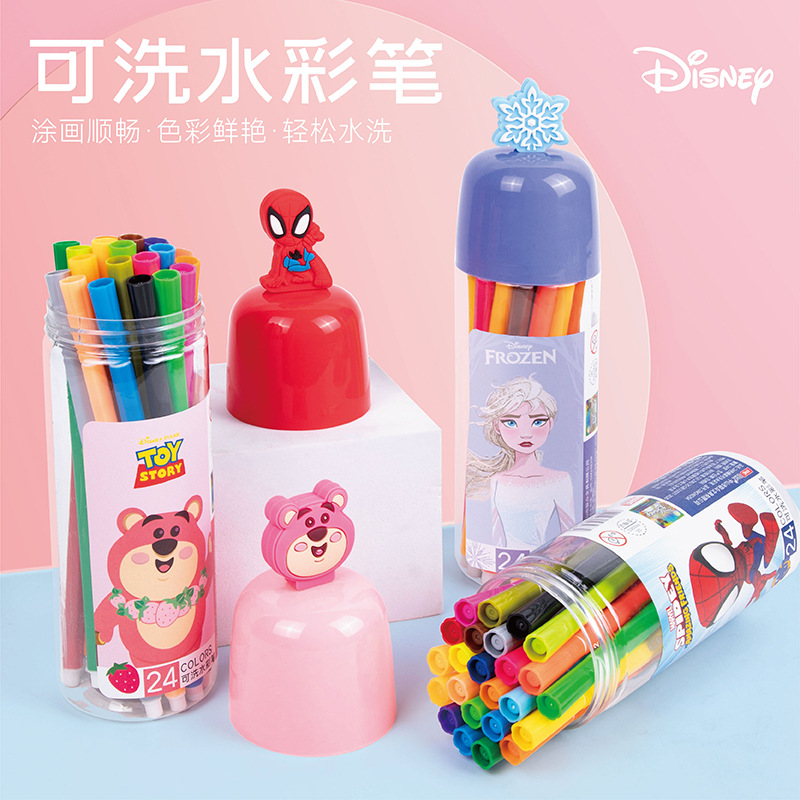 Disney Children Washable Watercolor Pen 12/24/36 Color Primary School Student Painting Crayons for Graffiti Prize Gift Wholesale