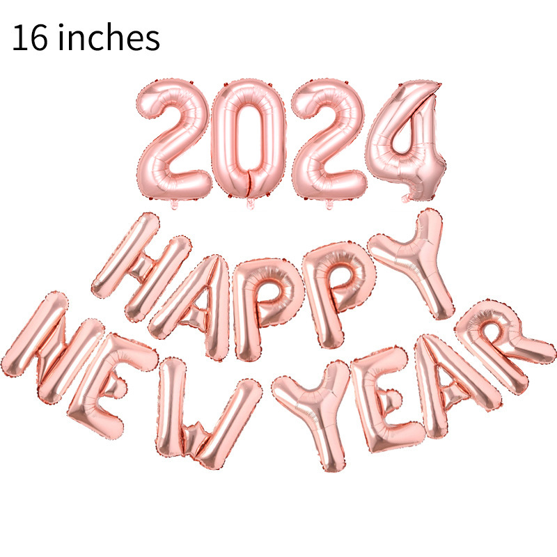 2024 Happy New Year Letter Aluminum Balloon 16-Inch HappyNewYear New Year Party Scene Decoration Balloon