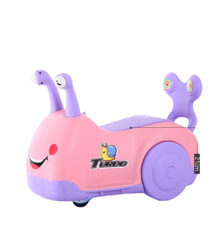 Factory Processing Customized Children's Four-Wheel Balance Car without Pedal 1-3 Years Old Baby Walker Cartoon Snail Image
