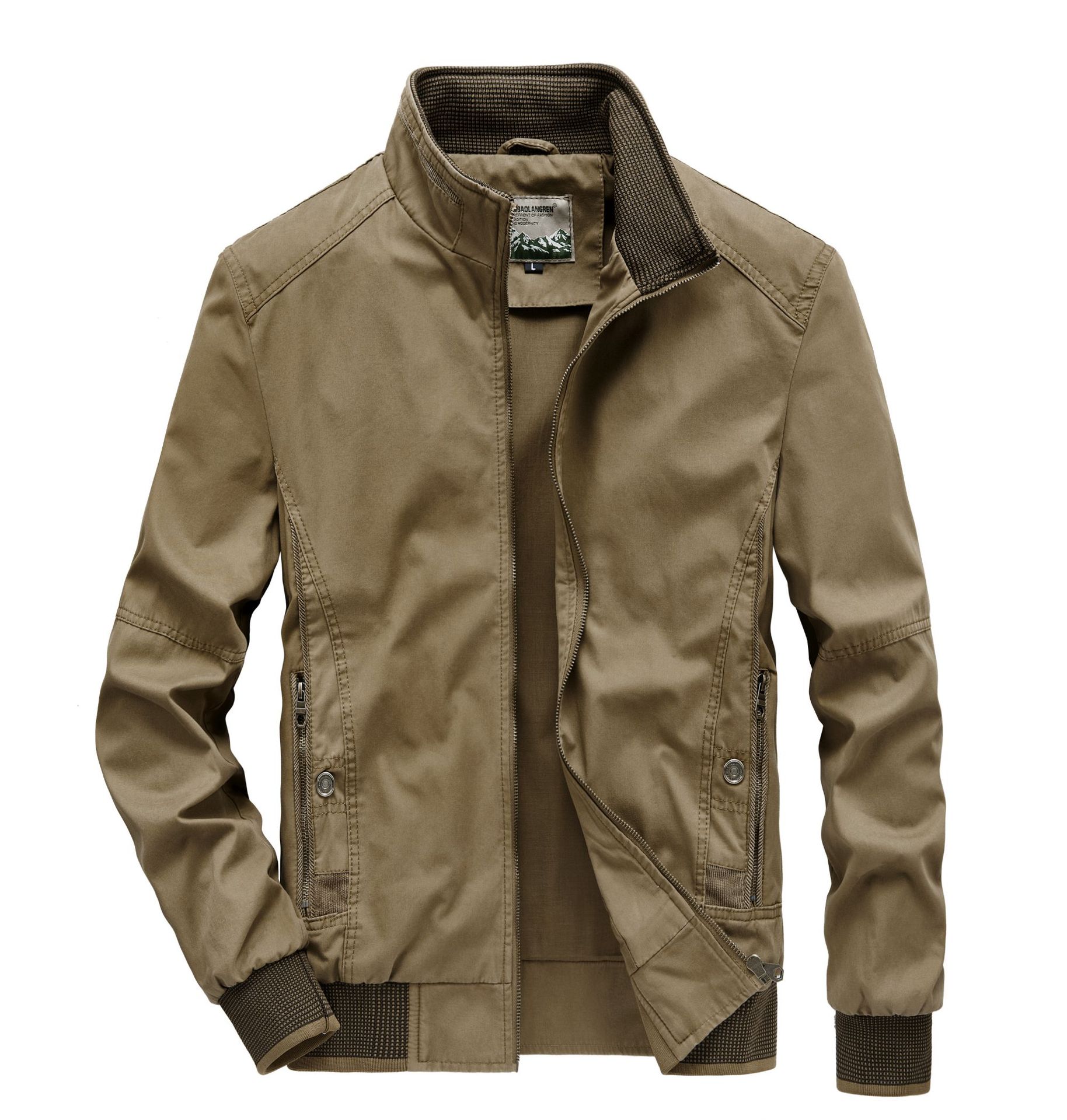 春秋季新款纯棉水洗夹克男立领宽松休闲青年男士薄款外套