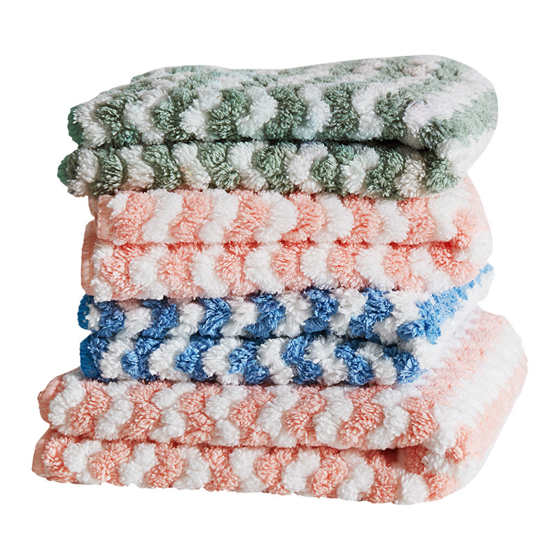 Coral Fleece Dishcloth Absorbent Not Easy to Stick Oil Decontamination Scouring Pad Microfiber Dish Towel Kitchen Rag Wholesale