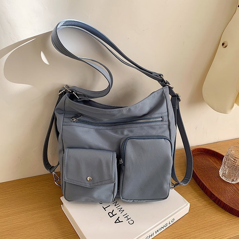 Solid Color Women Bag 2022 New Street Fashion Nylon Shoulder Large Capacity Bag Crossbody Multi-Pocket Wholesale Delivery