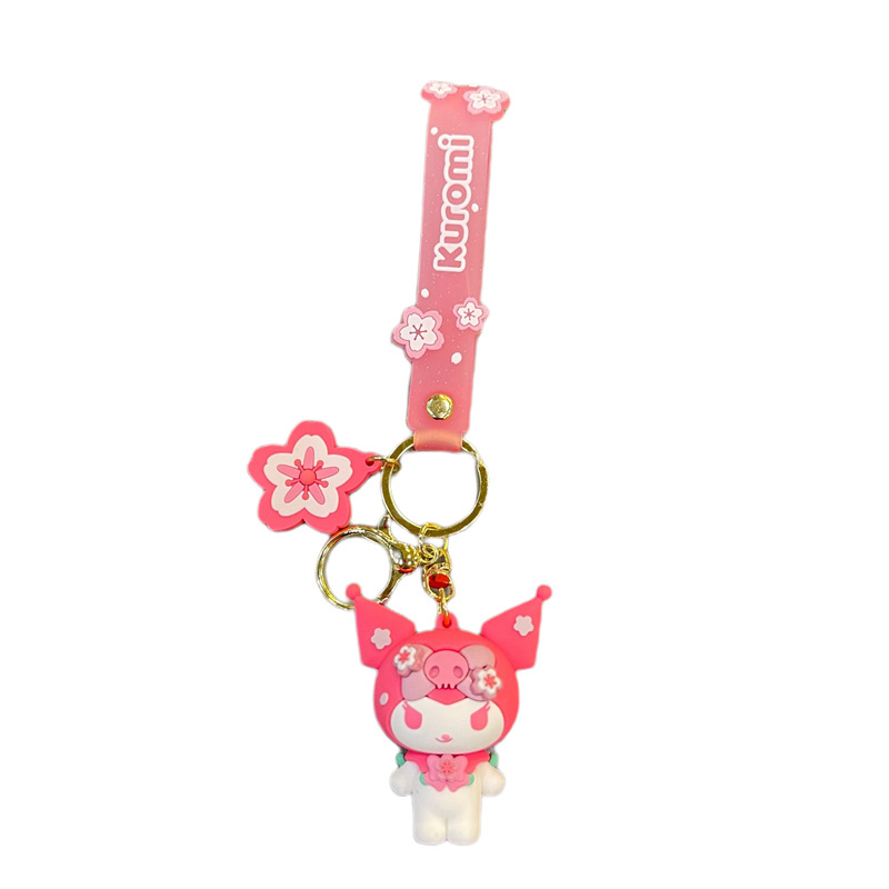 Pink Sakura Sanrio Doll Cinnamoroll Babycinnamoroll Keychain Ornaments Cute Cartoon Pendant Car Key Ring Wholesale