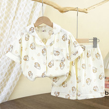 夏季薄款儿童纯棉男童女童家居服宝宝睡衣婴儿短袖套装空调服批发