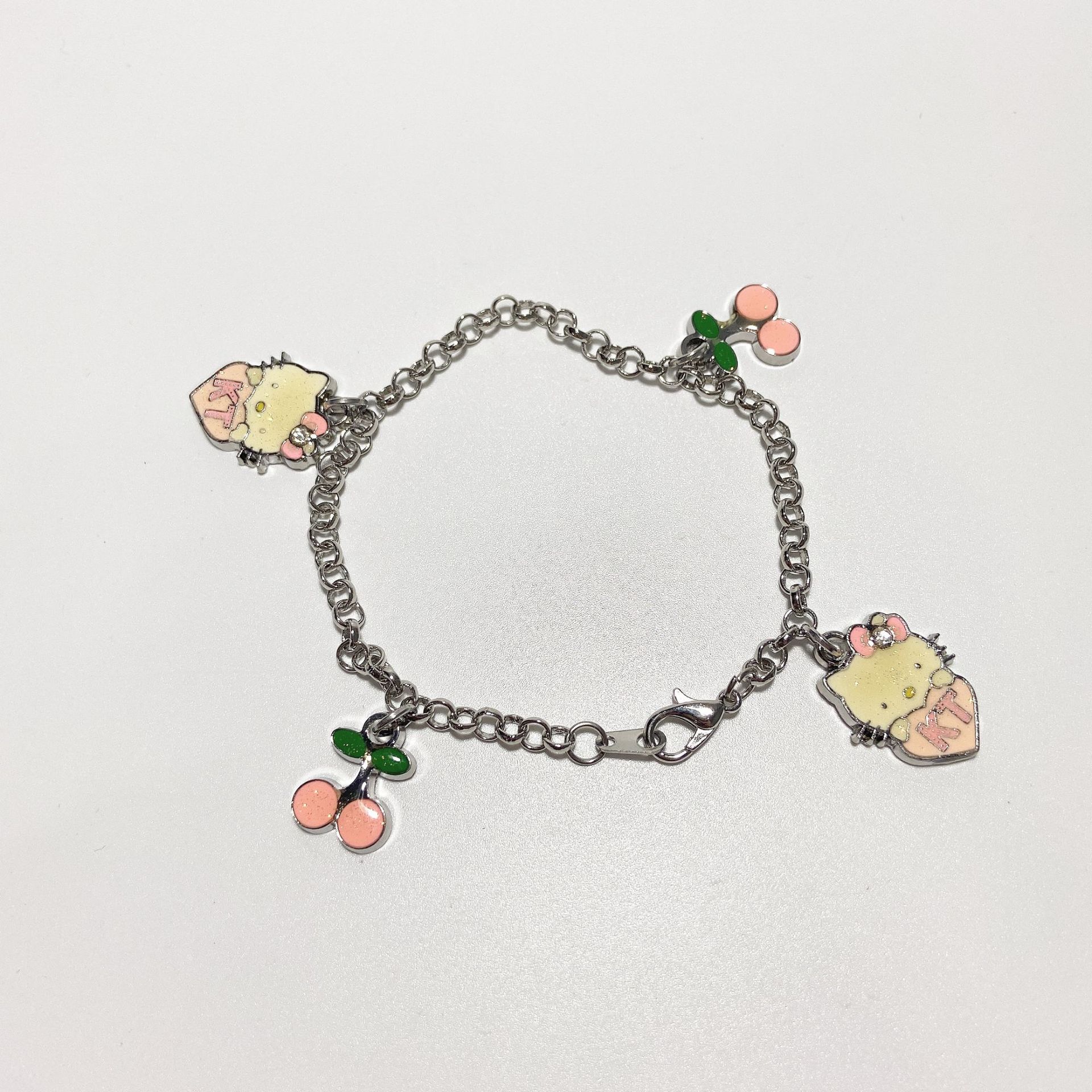 Cartoon Cute KT Children's Simplicity Fashion Female Inlaid Color Zirconium Diamond Kitty Sweet Bracelet Trendy Jewelry