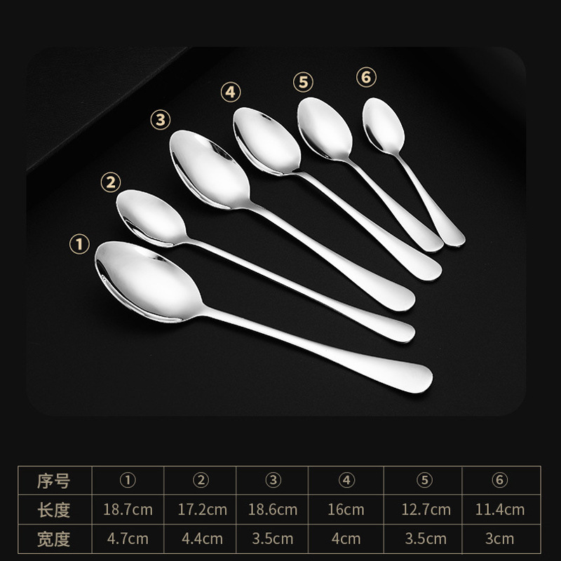 304 Stainless Steel Spoon Household Dining Spoon Spoon Long Handle Stirring Spoon Coffee Spoon Dessert Spoon Fork Tableware Gift