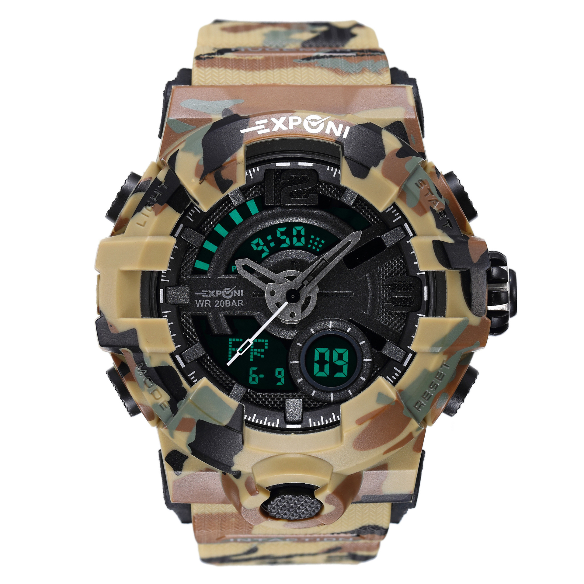 学生运动电子表夜光迷彩户外军表 双显男士手表多功能led电子手表