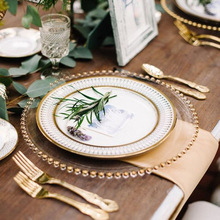 欧式金色珠点玻璃盘西餐盘牛排盘家用餐具套装宴会甜品感盘子