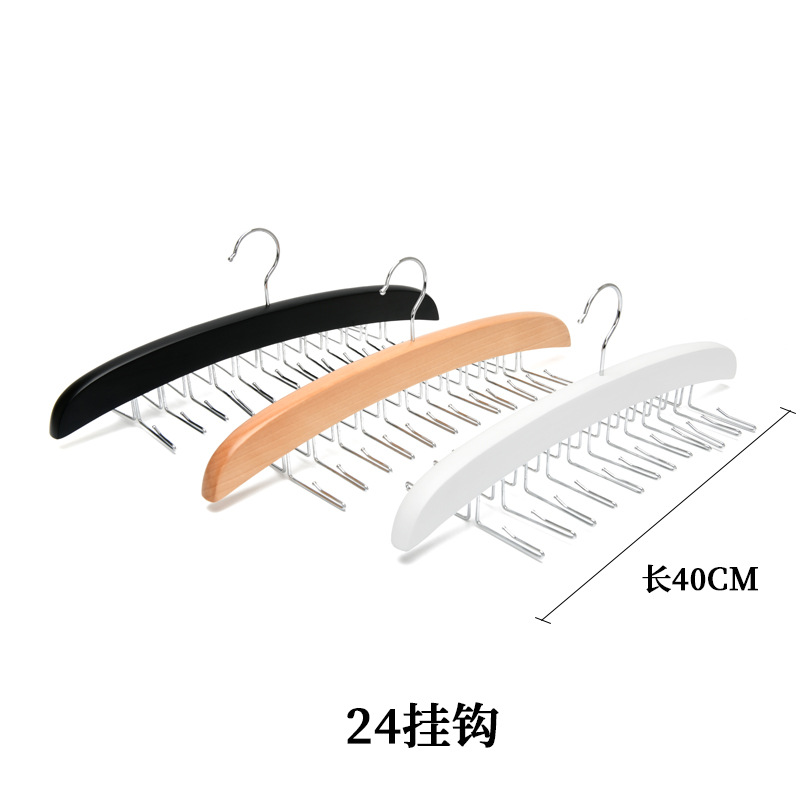 Multi-Functional Solid Wood Silk Scarf Tie Rack 24 Hook 16 Adjustable Hanging Underwear Sling Rack Cross-Border Hot Sale