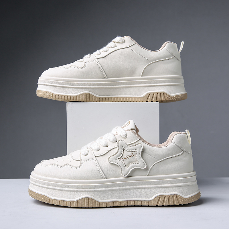 厚底小白鞋女2024春夏季新款百搭时尚透气运动女板鞋休闲学生星星