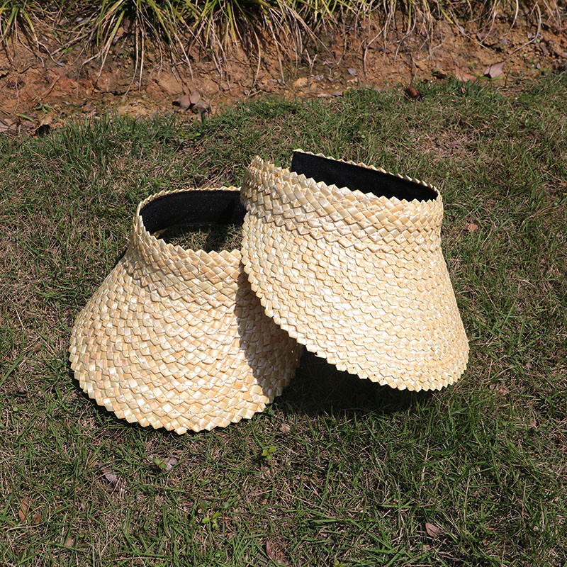 韩版麦秆空顶鸭舌帽女士夏天户外出游度假防晒沙滩草帽遮阳太阳帽