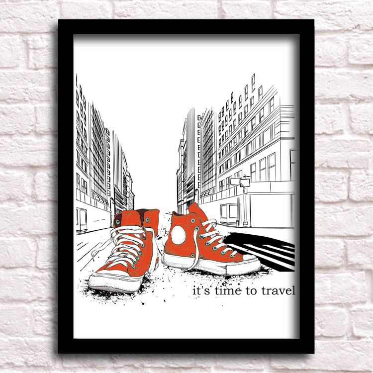 鞋店装饰画服装店收银台背景墙画休闲运动男鞋女鞋海报篮球鞋挂画