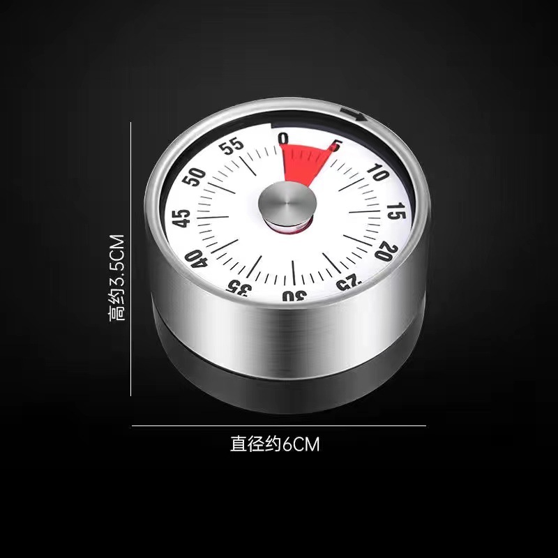 Kitchen Mechanical Timer Alarm Clock Reminder Student Learning Time Manager Magnetic Stainless Steel Timer
