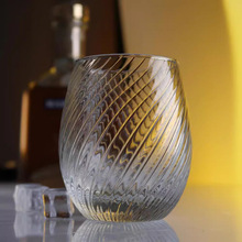利比维恩饮料杯条纹盘旋纹威士忌酒杯蛋形玻璃杯牛奶杯果汁水杯子