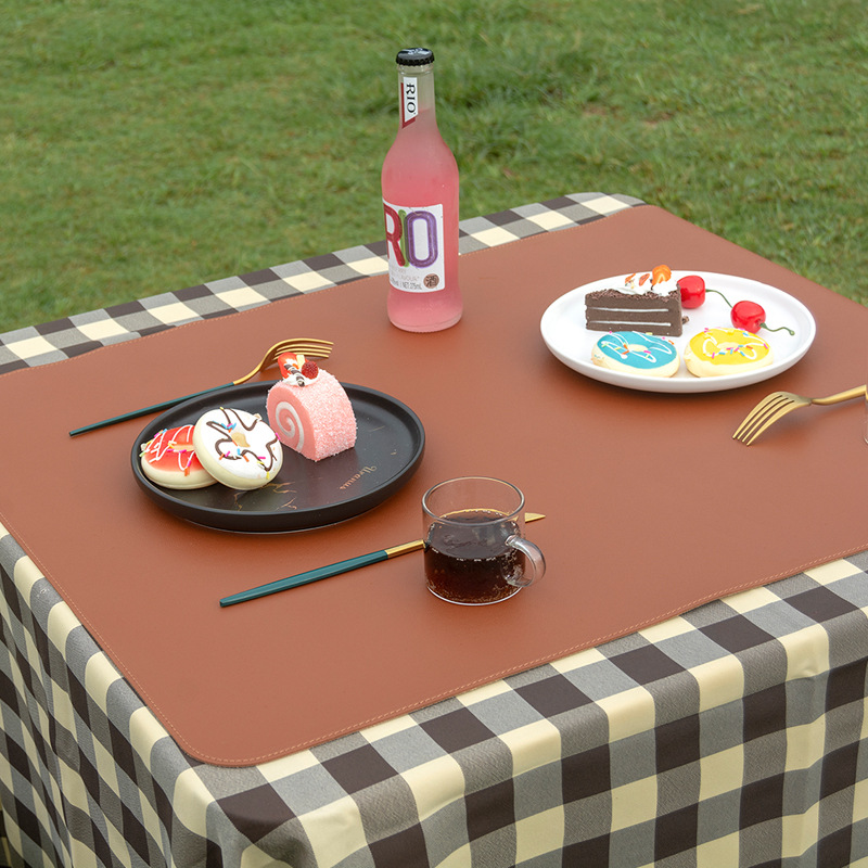 日韩户外野营蛋卷皮革地垫桌布折叠pu野餐垫露营烧烤垫餐垫餐桌垫